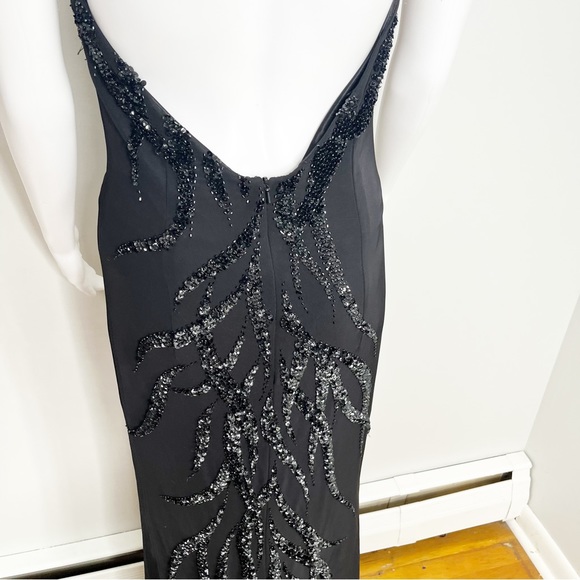 Jovani Black Beaded Open Back High Neck Evening Gown Black Tie Dress Prom Dress - Picture 3 of 6